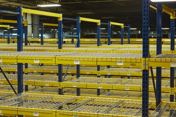 Yellow and Blue Pallet Racks